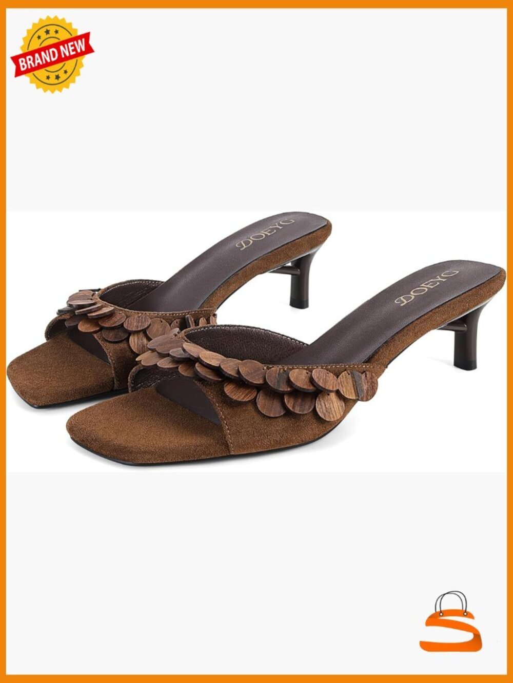 Kitten Heel Sandals Women Slide Mules Square Toe Open Heel Dressy
